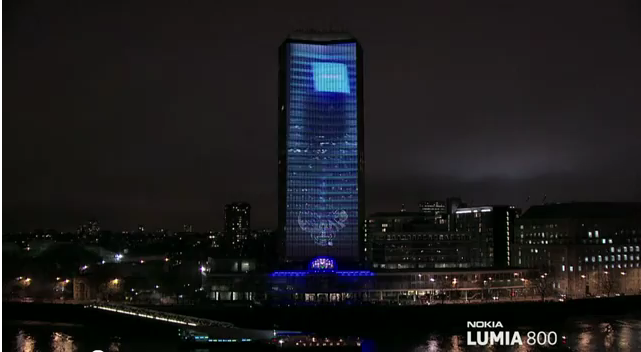 Millbank Tower in London wird für Nokia zur animierten Werbefläche