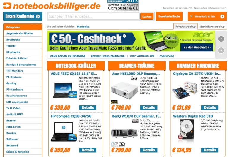Notebooks online kaufen auf Notebooksbilliger.de