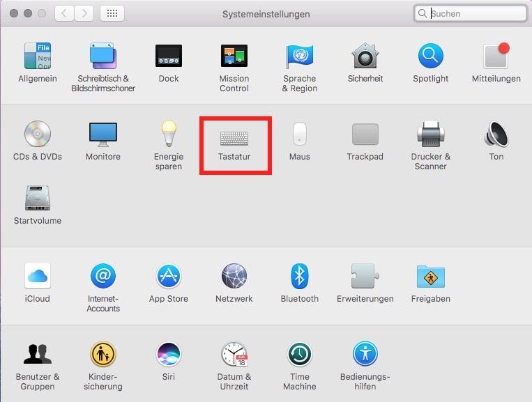 macOS Systemeinstellungen Tastatur