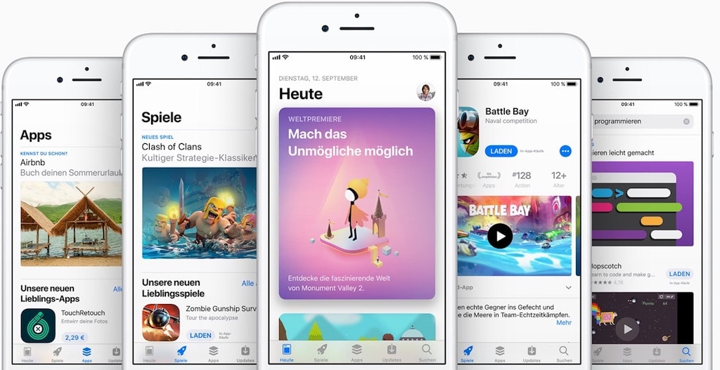 App Store Redesign Seiten Ueberblick
