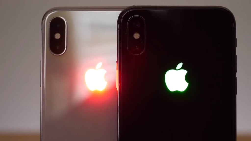 iPhone X leuchtende Apple Logos