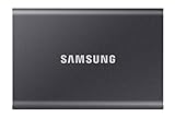 Samsung Portable SSD T7 (MU-PC1T0T/WW), 1 TB, USB 3.2 Gen.2, 1.050 MB/s Lesen, 1.000 MB/s Schreiben, externe Festplatte für Mac, PC, Smartphone und Spielekonsole, Grau