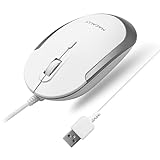 Macally Leise kabelgebundene Maus – schlanke und kompakte USB-Maus für Apple Mac oder Windows PC Laptop/Desktop – entworfen mit optischem Sensor und DPI-Schalter – einfache und Bequeme kabelgebundene