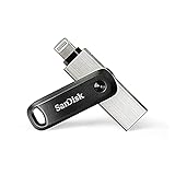 SanDisk iXpand Go Flash-Laufwerk iPhone Speicher 128 GB (iPad kompatibel, automatisches Backup, Schlüsselanhänger-Funktion, USB 3.0, iXpand App) Schwarz