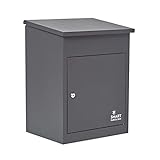 Smart Parcel Box, mittelgroßer Paketbriefkasten mit Paketfach und Briefkasten, sicherer Paketkasten für Zuhause und Unternehmen mit Rückholsperre, für alle Zusteller, 44 x 35 x 58 cm, anthrazit