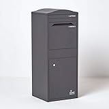 Große Smart Parcel Box mit gebogenem Dach, Paketbriefkasten mit Paketfach und Briefkasten, sichere Paketbox mit Rückholsperre, für alle Zusteller, 42 x 39 x 104 cm, dunkelgrün