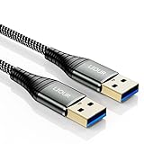 LIOUR USB 3.0 Kabel【1m】,USB A Stecker auf A Stecker Nylon Verbindungskabel, 5Gbps Super Speed, vergoldeter Anschluss für HDD, DVD, Drucker, Kameras, Festplattengehäusen, 【1m/3.3 Fuß】
