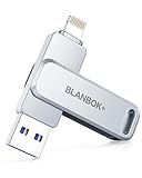 BLANBOK+ Apple MFi-zertifizierter USB Stick 256G für iPhone, Externer iPhone Stick Speicherstick USB External Memory Stick für iPhone Photostick Lightning Backup für iPhone/iPad/Android/PC