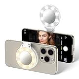JJC Magnetisches LED-Selfie-Ringlicht mit 3 Helligkeitseinstellungen – rastet auf dem Handy ein, umklappbares Design, Typ-C aufladbar für iPhone 15, 14, 13