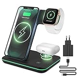 CAVN 3 in 1 Kabelloses Ladegerät, Wireless Charger Kompatibel mit iPhone 13 12 11 Pro Max/XS/XR/X/8+, iWatch Ultra / 8/7/ 6/ SE/ 5/4/3/2,AirPods Pro/2/3,Galaxy S22 S21/S20/S10+,Induktive Ladestation
