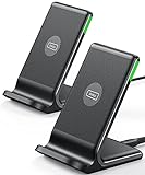 INIU Wireless Charger Stand [2 Pack], 15W Qi Zertifiziert Inductive Fast Charging Stand Wireless Charging Station, Mobile Phone Charger for iPhone 15 14 13 12 11 Pro Max SE Xr Samsung Galaxy S23 S22