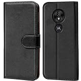 Verco Moto G7 Play Hülle, Handyhülle für Motorola Moto G7 Play Tasche PU Leder Flip Case Brieftasche - Schwarz