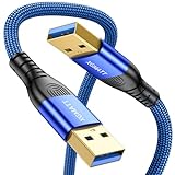 XGMATT USB 3.0 Kabel 1M,5Gbps High Speed Transfer USB Typ A Stecker auf Stecker Kabel,USB 3.0 A auf A Datenkabel geflochten kompatibel mit HDD, Drucker, Kamera, externe Festplatte, DVD, Blau