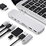 HyperDrive USB C Hub 8-in-2 Sanho Typ C MacBook Pro Hub mit HDMI-Mini-Diaplay-Anschluss Thunderbolt 3 USB-C 3.1 Stromversorgung SD/MicroSD-Kartenleser für MacBook Pro & Air 13 '15' Silber